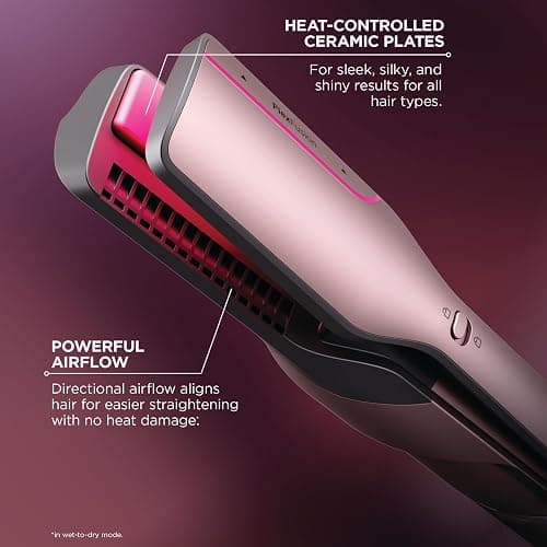 Shark FlexFusion Hair Straightener & Powerful Dryer with Diffuser, Fusion Hair Brush, Ceramic Air Styler with Auto-Wrap Curlers, Ceramic Plates, Cosmic Blush HD642S thumbnail 5