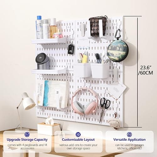 Hellpnoom Pegboard Combination Kit, Modular White Wall Organizer | 4 Pegboards & Accessories, Gaming Office Wall Storage, Crafts Displays thumbnail 2