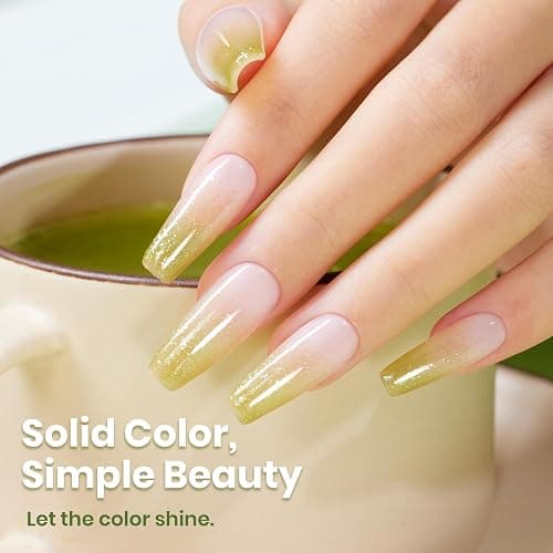 Beetles Green Gel Nail Polish, 15 ML Spring Pistachio Frappe Glitter Gel Nail Polish Pastel Color Shimmer Soak Off UV Gel Polish Salon DIY at Home Gift for Women thumbnail 3