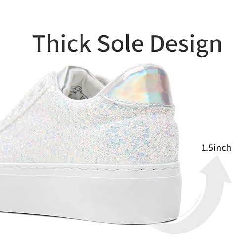 Jeekopeg Glitter Platform Sneakers Women Casual Sequin Sparkly Shoes Bling Thick Sole Walking Shoes Shiny Sequin Wedding Sneakers for Lady thumbnail 5