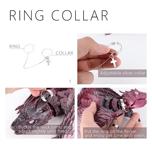 ACOCOFE 3D Printed Dragon Feathered Wyvern Dragon Toys,16 inch Large Fidget Articulated Dragon with Wings,Large Desktop Pet 3D Printed Toys (BlackRed) thumbnail 5