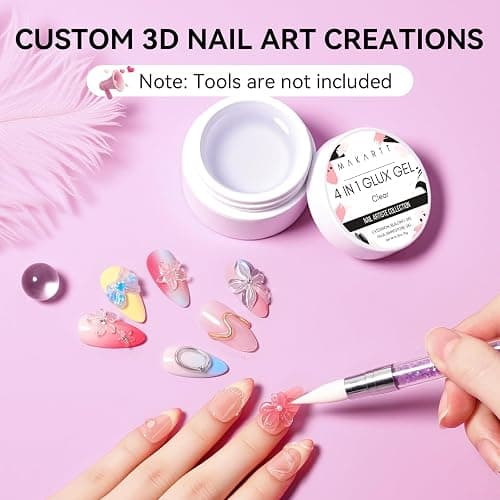 Makartt 3D Gel Nail Art: Clear Solid Builder Nail Gel 4 in 1 Non-sticky for Extension UV Glue for Acrylic Nails Rhinestones 3D sculpting Hard Gels UV/LED Lamp Required 15ml thumbnail 2