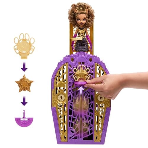 Monster High Skulltimate Secrets Doll and Accessories Set, Hauntlywood Mysteries Clawdeen Wolf with Reveal Closet & 19+ Glam Surprises like Doll Clothes, JBG80 thumbnail 2