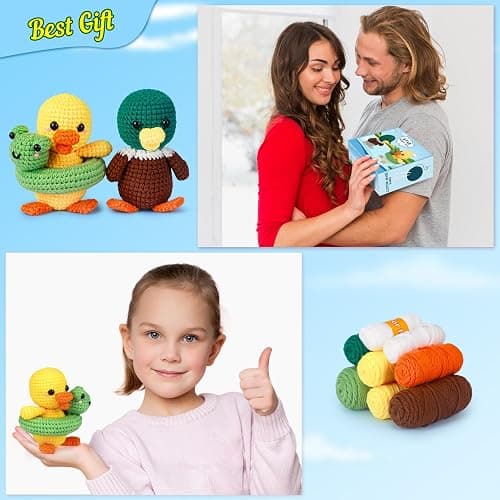 ekaus Crochet Kit for Beginners, Crochet Kit with Step-by-Step Video Tutorials, Crochet DIY Knitting Supplies for Adults, Crochet Ducks(45%+ Yarn) thumbnail 5