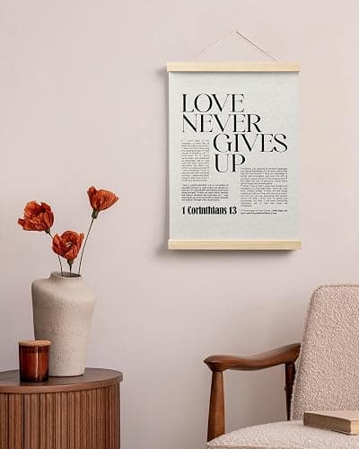 FGFK Christian 1 Corinthians 13 Wall Art Poster Hanger Frame, Bible Verses Wall decor, Black and White Religious Scripture Canvas Prints Framed Wall Decor for Home Office Church, 12x16 Inch thumbnail 4