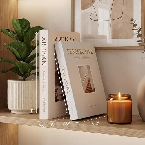 SunplusTrade Bookshelf Decor, White Decorative Books, Set of 2 Boxes Decorative Books for Home Decor, Faux books for Decoration with Storage thumbnail 6
