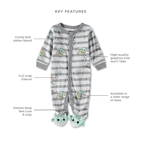 Star Wars Baby Boys The Mandalorian Footie Pajamas Romper Baby Yoda - Baby Pajamas - Baby Sleeper thumbnail 2