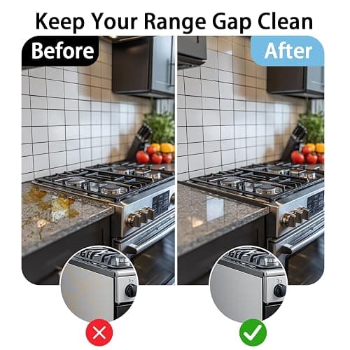 Stainless Steel Stove Counter Gap Cover (2 Pack, Black), Stove Gap Guard, Stove Gap Filler for Kitchen, Range Trim Kit, Heat Resistant with Easy Clean, Adjustable Length 13.8” to 27.5” - Black thumbnail 3