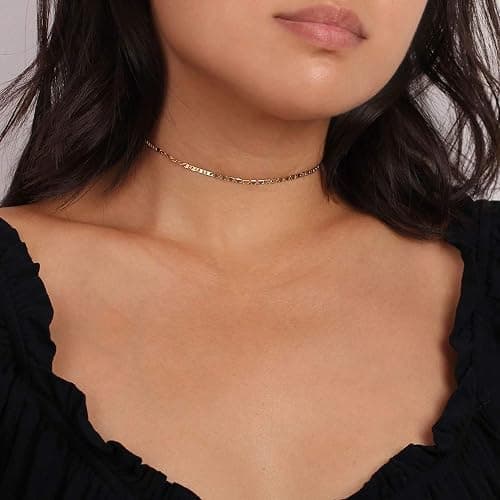 MEVECCO Dainty Gold Chain Choker Necklace 14K Gold Plated Handmade Boho Cute Tiny Beaded Link Choker Necklace Delicate Simple Minimalist Choker Necklace for Women thumbnail 3
