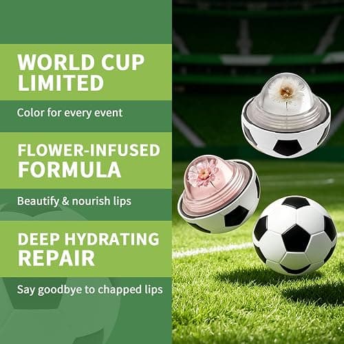 Colour Changing Lipstick Lip Balm - Football Lipstick, Lip Stain Gloss Balm with Flower Jelly Core, Long Lasting Hydrating Tint for Match Days, Daily Makeup & Gifts (#3) thumbnail 3