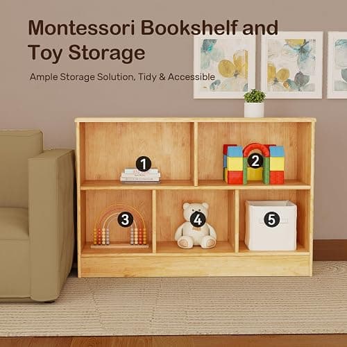Montessori Rubber Wood Bookshelf thumbnail 7