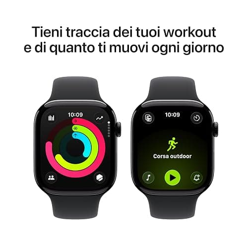 Apple Watch Series 11 GPS, Cassa 46 mm in alluminio Jet Black con Cinturino Sport nero - M/L thumbnail 3