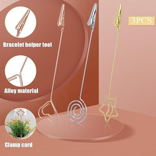 Wullina 3PCS Clips for Joints, Multi-Functional Picture Card Holders for Tables, Bracelet Necklace Jewelry Helper Tool - Heart Star& Round thumbnail 3
