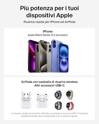 Belkin UltraCharge Caricatore iPhone Qi2, Stazione di Ricarica Wireless 2 in 1 25W, Caricatore Wireless Compatibile con MagSafe per iPhone, AirPods, Pixelsnap con Porta USB-C e Adattatore 45W, Nero thumbnail 9