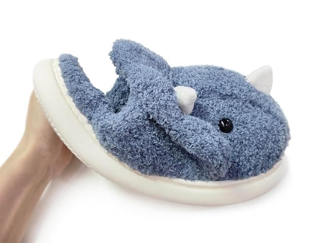 Avilego Unisex Dinosaur Plush House Slippers - Soft Indoor & Outdoor Fuzzy Winter Slippers thumbnail 6