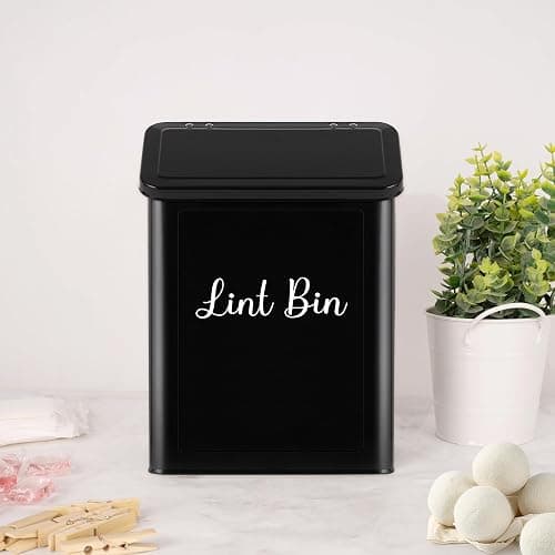 Candco Metal Magnetic Lint Bin for Laundry Room, Wall Mounted Laundry Lint Bin with Lid & Lint Brush, Modern Farmhouse Laundry Room Decor thumbnail 7