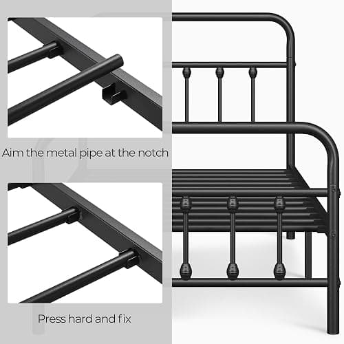 Yaheetech Classic Metal Platform Bed Frame Mattress Foundation with Victorian Style Iron-Art Headboard/Footboard/Under Bed Storage/No Box Spring Needed/Twin Size Black thumbnail 4