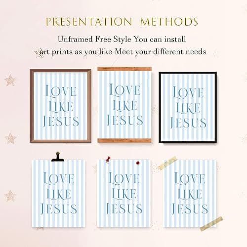 LARTSFRO Coquette Blue Bow Jesus Wall Art Decor Posters, Light Blue Bow Christian Room Bathroom Bedroom Dorm Wall Art Decor Aesthetic for College Teen Girls Gifts, Inspirational Bible Verses Bow Wall Decor, 10x8 Inch Set of 4 Bow Pictures(UNFRAMED) thumbnail 4