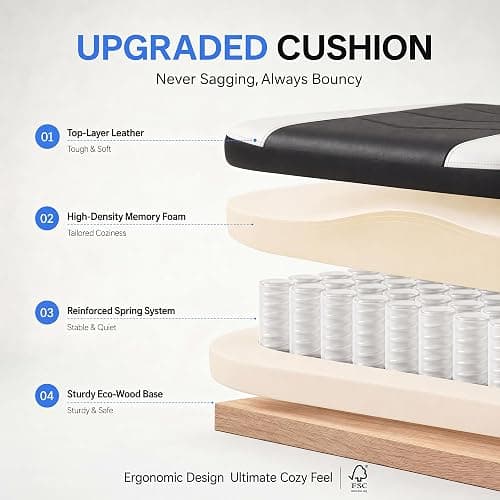 Kslysuty Desk Computer Gaming Chair - High Back Ergonomic Office Chair with Footrest and Lumbar Support, Swivel Comfy Home Gamer Video Game Chairs with Pocket Spring Cushion for Adults (White Leather) thumbnail 6