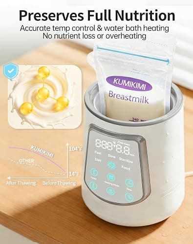 12 in 1 Fast Baby Bottle Warmer with Even Heating No Hot Spots, Night Mode, Sterili-zing, Constant Temp Milk Warmer for Breastmilk & Formula, Fits All Bottles Grey thumbnail 5
