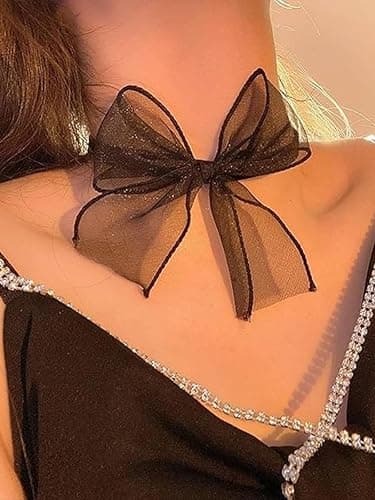 Fanquility Sexy Bow Chokers Necklace Vintag Lace Black Choker Soft Velvet Bow Necklace for Women Knot Necklace Collar Jewelry Gifts for Halloween Cosplay thumbnail 3