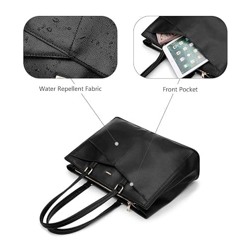 LOVEVOOK Laptop Tote Bag for Women 15.6 Inch Waterproof Leather Computer Bags Business Office Work Briefcase Black thumbnail 4