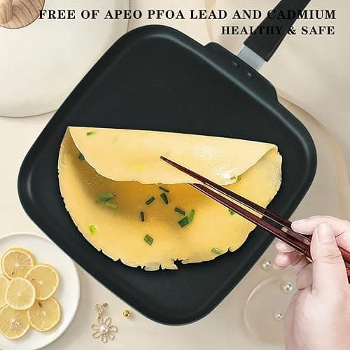 LECOOKING 10 Inch Square Griddle Pan, Nonstick Grill Pan for Cooking Eggs, Omelettes, and More, Griddle Cookware, PFOA Free thumbnail 4