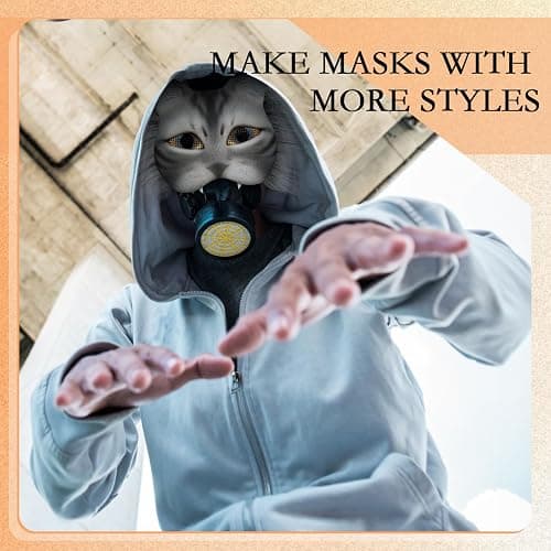 Seenelling DIY Therian Mask Kit Blank Cat Mask with Felt Fabric Sheet Plush Faux Fur Eye Mesh for Therian Gear Stuff thumbnail 4