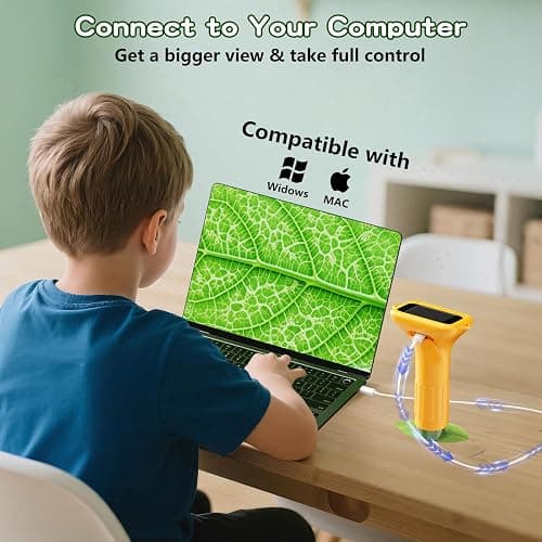 Odatay Microscope for Kids with 12 Slides, Digital Handheld Kids Microscope, Mini Portable Pocket Miniscope Science Toys Gifts for 3+ 4 5 6 7 8 9 10 11 12 Year Old Boys Girls, Orange thumbnail 6