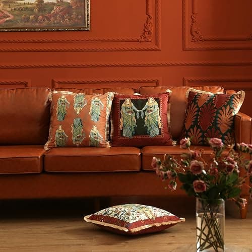 patdrea Designer Vintage Yellow Velvet Throw Pillow Covers 18x18 Inch,Ancient Civilization Characters Pattern,Decorative Square Pillowcases Cushion for Bed Living Room Outdoor Car,Pack of 2 thumbnail 6