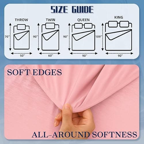 DOWNCOOL Cooling Blanket Queen Size, Pink Summer Blanket for Hot Sleeper and Night Sweats, Lightweight Soft Q-Max>0.4 Arc-Chill Cool Blanket thumbnail 3