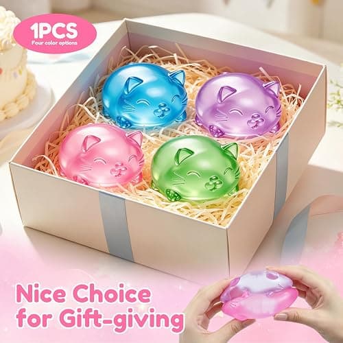 Stress Cat Toy, Sensory Fidget Toy, Sugar Filled Squishy Toys for Kids Stress Relief - High Density Squeeze Balls,Ultra-Soft Decompression Venting Toys-Green thumbnail 7