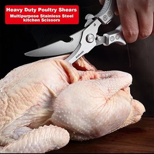 AUDAMI 2 Pack Kitchen Shears,Heavy Duty Stainless Steel All-Purpose Poultry Meat Scissors for Cooking-Dishwasher Safe thumbnail 3