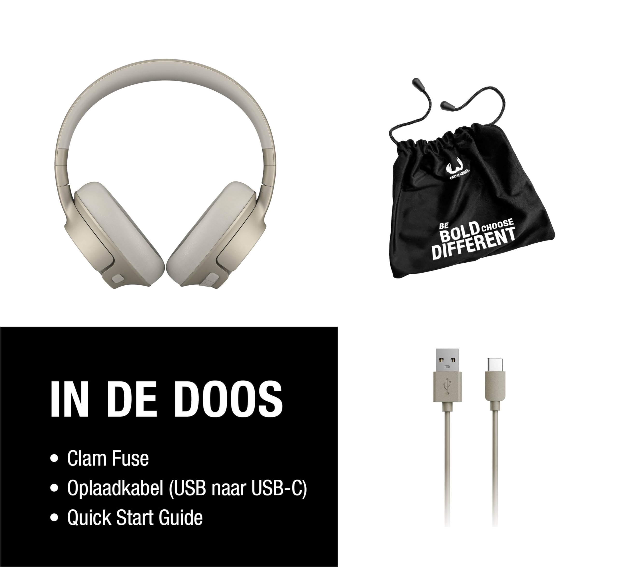 Fresh 'n Rebel Clam Fuse Bluetooth Headphones Over-ear with Hybrid Active Noise Cancelling, with ENC Microphone (Perfect Calls), Ambient Sound Mode, 45 Hours Playing Time, Silky Sand thumbnail 8