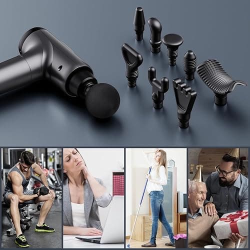 OLsky Massage Gun Deep Tissue, Handheld Electric Muscle Massager, High Intensity Percussion Massage Device for Pain Relief with 9 Attachments & 30 Speed(Grey) thumbnail 5