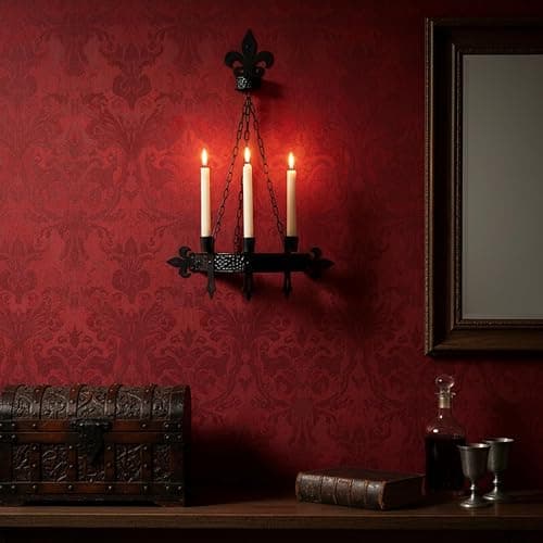 We Moment Black Candle Sconces, 3-Candle Wall Sconces for Taper Candle, Gothic Victorian Candelabra Wall Decor, Rustic Holder for Bathroom, Staircase, Living Room, Dining Room，Set of 1 thumbnail 6