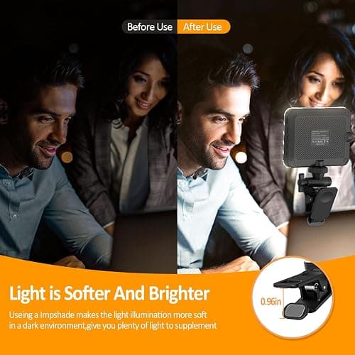 XINBAOHONG Rechargeable Selfie Light, Clip Fill Light for Phone Laptop Tablet Portable Light for Video Conference Live Streaming Zoom Call Makeup Picture (Black) thumbnail 6