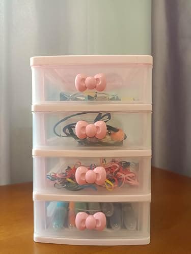 Lovely Pink Mini Receiving Storage Box With Multi-layers And Pink Bowknot Handle Gift for Mothers, Girls, Small Items Keeping Box (Four layers (7.06 x 5.22 x 8.05 inches)) thumbnail 6