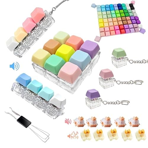 Gtzzot 6-Pack Keyboard Fidget Toy with Clicky/Creamy/Silent Switches & 75 Removable KeycapsβStress Relief Keyboard Clicker Keychain in Gift BoxβCalms Anxiety for Adults Office Travel School Home - Image 1