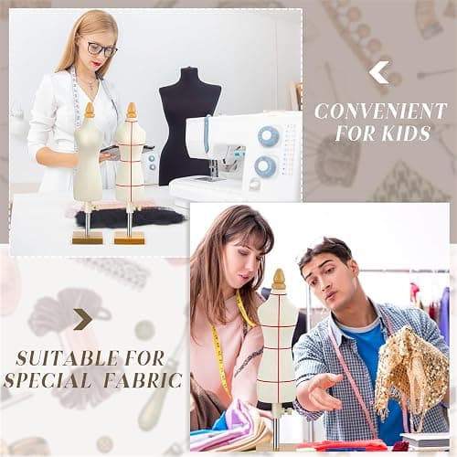 Weysat 2 Sets Doll Dress Form Mini Female 1/4 Size Tailor Dressmaker Dummy Mannequins Body Miniature Sewing Mannequin Dress Forms for Sewing with Red Patch Set thumbnail 7