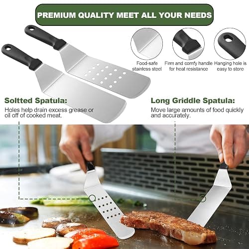 EWFEN 35PCS Griddle Accessories Kit, Flat Top Grill Accessories Set for Blackstone and Camp Chef, Grill Spatula Set with Enlarged Spatulas, Basting Cover, Scraper for Outdoor Barbecue thumbnail 4