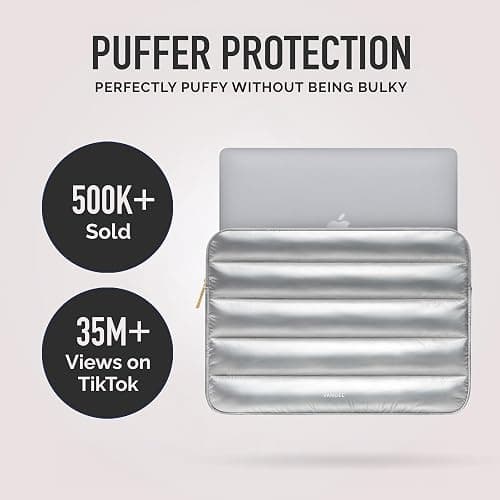 VANDEL - The Original Puffy Laptop Sleeve 13-14 Inch. White Laptop Sleeve for Women. Carrying Case Cover MacBook Pro 14 in, MacBook Air 13 Inch, iPad Pro 12.9, Dell, Asus, HP thumbnail 2