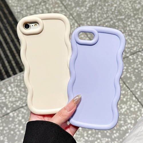 WOGROO Slim Fit Case for iPhone SE (2nd 2020 and 3rd 2022 Generation) & iPhone 7 & iPhone 8 4.7-Inch, Wave Frame, Cute Soft TPU Thin Protective Phone Cover for Women, Light Purple thumbnail 3