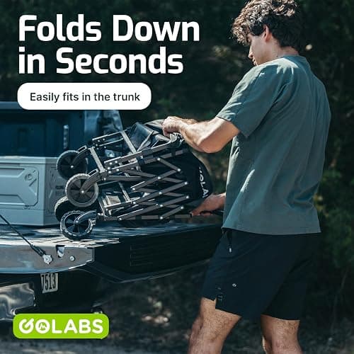 Golabs Collapsible Wagon Cart Max 350lb Load & Expandable Storage 100L, Double Bearing Design for Flexible Steering, Foldable Heavy Duty Garden Cart with 2 Cup Holders for Groceries, Garden & Camping thumbnail 5