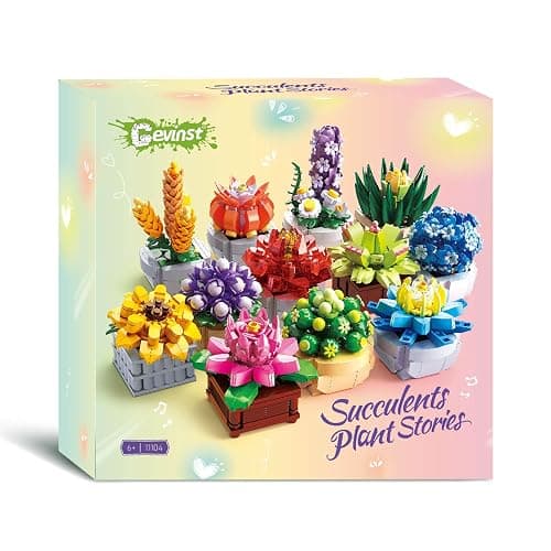 Succulents Set for Adults Building Sets, 12 Plants, Home Decor, Birthday Gifts for Women, Creative Housewarming Gifts, Botanical Collection, Flowers Succulents Artificial Plant Kit (1174 piece) thumbnail 6