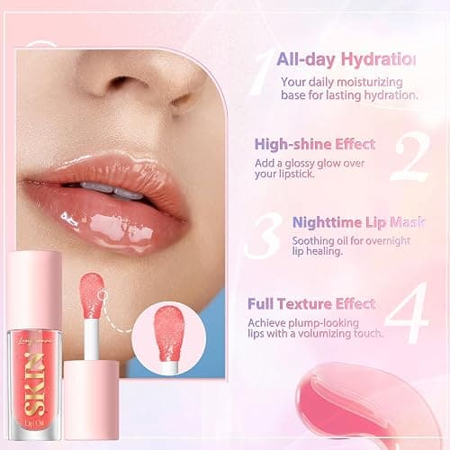 LANGMANNI Lip Oil,No-Sticky Gloss Lip Balm Lip Care,Fruit Flavoured Lip Oil For Dry Lip's Moisturizing Hydrating And Nourishing (Strawberry+Coco) thumbnail 4