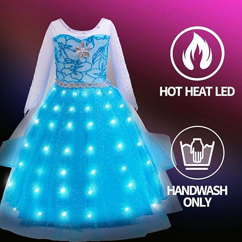 CVNHMG Princess Dress for Girls | Sparkly Cape & Crown | Ages 3-10 | Birthday, Halloween, Party Costume thumbnail 7