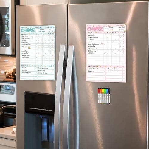 Magnetic Dry Erase Chore Chart - 8.5"x12" Behavior Responsibility Chore Board for Kids, Teenagers - 6 Extra Fine Point Markers Included - Shipped Flat 2 Pcs Blue & Pink thumbnail 7