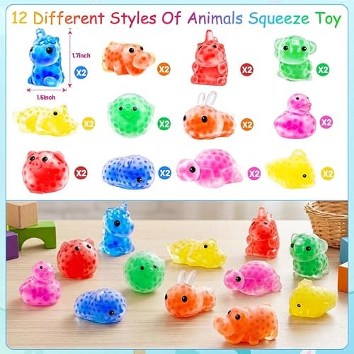 24 Pack Squishies Toys Stress Balls Bulk 12 Styles Animals Stress Relief Sensory Fidget Toys Squeeze Balls for Kids Toddlers Boys Girls Party Favors Classroom Prizes Birthday Gifts Goodie Bag Stuffers thumbnail 3