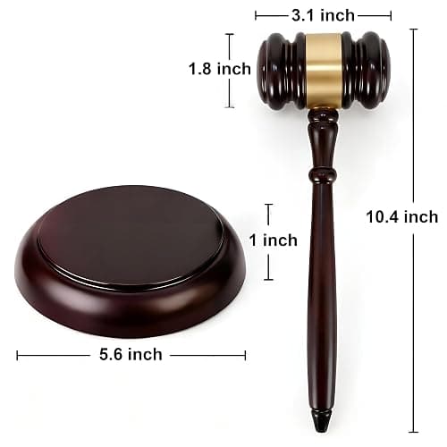 Apexstone Wooden Gavel with Sound Block Set, Solid Wood Judge Gavel Set, Loud Clear Strike for Meetings, Auctions, Gift, HOA & Mock Trials thumbnail 3